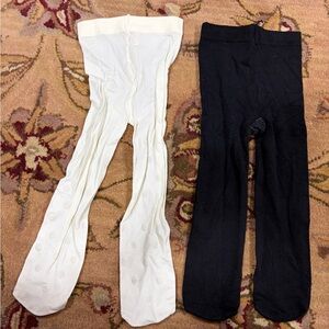 Toddler Girls Black and Cream Tights